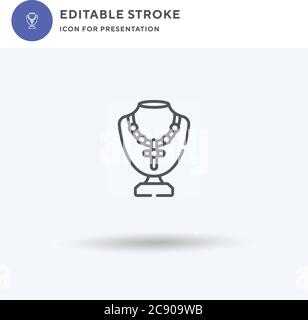 Necklace icon vector, filled flat sign, solid pictogram isolated on white, logo illustration. Necklace icon for presentation. Stock Vector