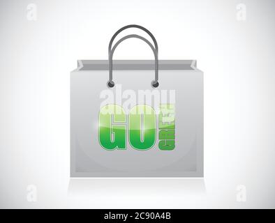 Go green shopping bag illustration design over a white background Stock Vector