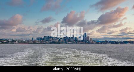 Seattle from Sea Across Sound Stock Photo