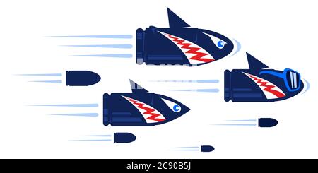 Colorful Abstract Graffiti Funny Cartoon Bullets Flying Vector Illustration Art Stock Vector