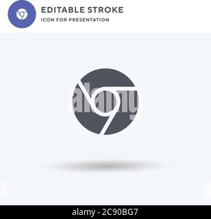 Chrome icon vector, filled flat sign, solid pictogram isolated on white, logo illustration. Chrome icon for presentation. Stock Vector