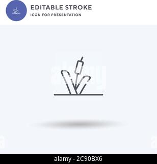 Reed icon vector, filled flat sign, solid pictogram isolated on white, logo illustration. Reed icon for presentation. Stock Vector