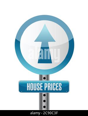 House prices road sign illustration design over white Stock Vector