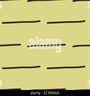 Dashes on yellow straight lines in black. Seamless pattern. Vector. texture surface design Stock Vector