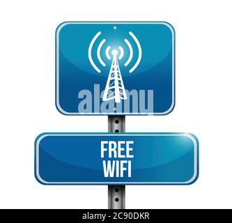 Free wifi road sign illustration design over a white background Stock Vector