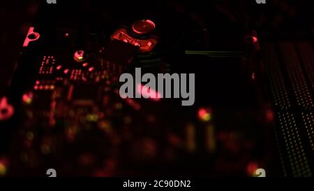 Hard disk data concept in red rgb lights Stock Photo