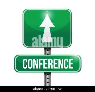 Conference road sign illustrations design over a white background Stock Vector