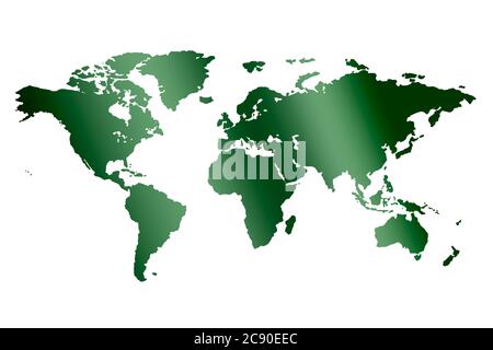 Green world map on white Stock Photo