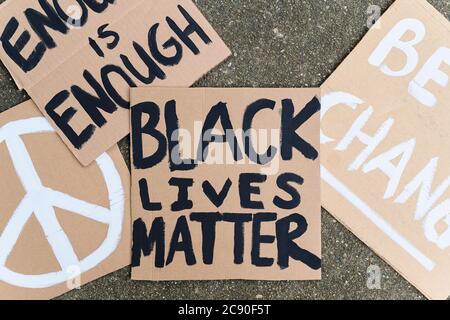 Black Lives Matter protest signs Stock Photo