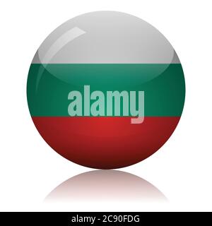 Bulgarian flag glass ball on light mirror surface vector illustration Stock Vector