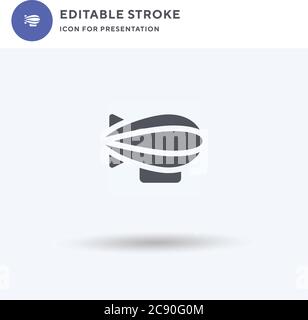 Zeppelin icon vector, filled flat sign, solid pictogram isolated on white, logo illustration. Zeppelin icon for presentation. Stock Vector