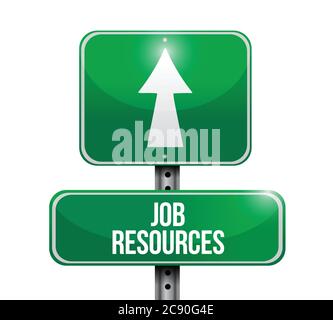 Job resources road sign illustration design over a white background Stock Vector