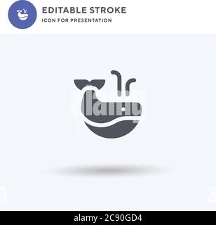 Whale icon vector, filled flat sign, solid pictogram isolated on white, logo illustration. Whale icon for presentation. Stock Vector
