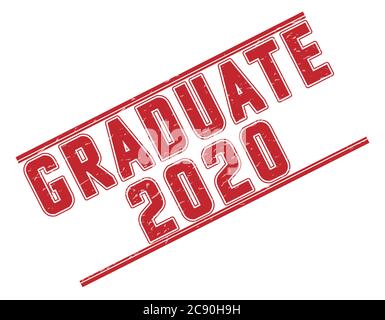 Stamp GRADUATE 2020 with scuff on a white background. The grunge style. Vector illustration Stock Vector