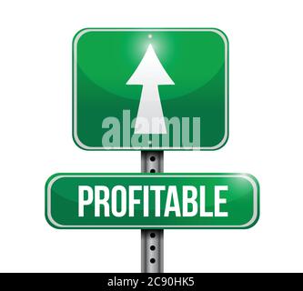 Profitable road sign illustration design over a white background Stock Vector