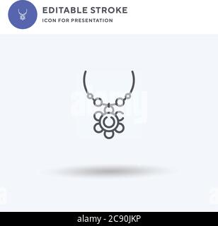 Necklace icon vector, filled flat sign, solid pictogram isolated on white, logo illustration. Necklace icon for presentation. Stock Vector