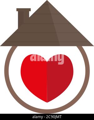 Residential house icon with a heart inside - Vector Stock Vector Image ...