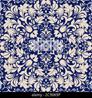 Seamless ethnic tracery in an arabian style patterns. Geometric ornament in blue tones. Stylized arabesques decorating. Vector illustration. Stock Vector