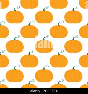 Pumpkin seamless pattern. Harvest concept. Isolated on white background. Vector stock illustration. Stock Vector