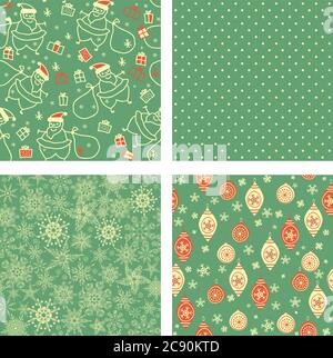 Set of four seamless christmas pattern Stock Vector