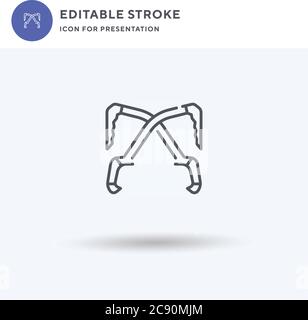 Ice Axe icon vector, filled flat sign, solid pictogram isolated on white, logo illustration. Ice Axe icon for presentation. Stock Vector