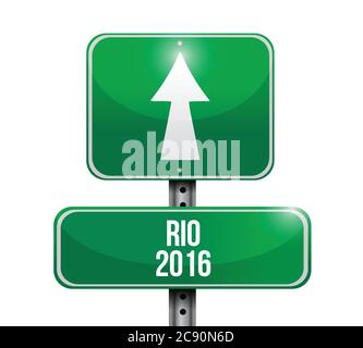 Rio 2016 road sign illustration design over a white background Stock Vector