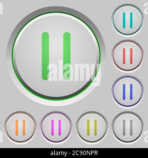 Media pause color icons on sunk push buttons Stock Vector