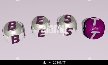 combination of best built by cubic letters from the top perspective, excellent for the concept presentation. illustration and background. 3D illustration Stock Photo