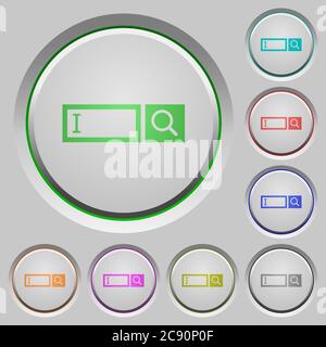 Search box color icons on sunk push buttons Stock Vector