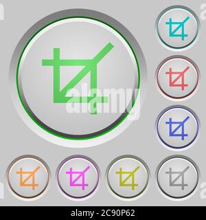 Crop tool color icons on sunk push buttons Stock Vector