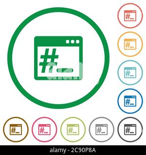 OS root terminal flat color icons in round outlines Stock Vector