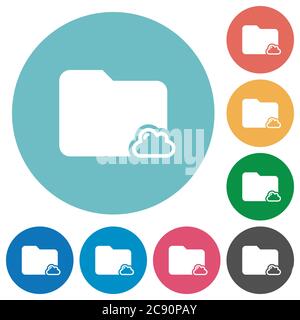 Cloud folder white flat icons on color rounded square backgrounds Stock Vector