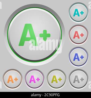 Increase font size color icons on sunk push buttons Stock Vector