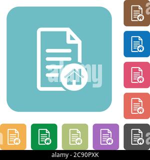 Default document flat icons on simple color square background. Stock Vector