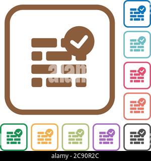 Active firewall simple icons in color rounded square frames on white background Stock Vector