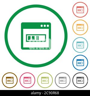 Application installing flat color icons in round outlines Stock Vector