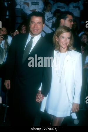 Westwood, California, USA 5th February 1996 Actor John Travolta and actress Kelly Preston attend 20th Century Fox' 'Broken Arrow' Premiere on February 5, 1996 at Mann Village Theatre in Westwood, California, USA. Photo by Barry King/Alamy Stock Photo Stock Photo