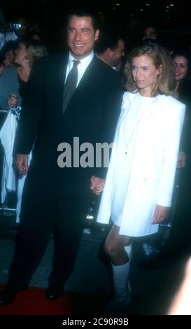 Westwood, California, USA 5th February 1996 Actor John Travolta and actress Kelly Preston attend 20th Century Fox' 'Broken Arrow' Premiere on February 5, 1996 at Mann Village Theatre in Westwood, California, USA. Photo by Barry King/Alamy Stock Photo Stock Photo