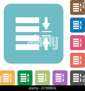 Adjust line spacing flat icons on simple color square background. Stock Vector