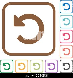 Undo changes simple icons in color rounded square frames on white background Stock Vector