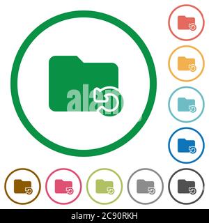 Undo folder operation flat color icons in round outlines Stock Vector