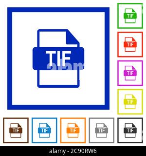 TIF file format flat color icons in square frames Stock Vector