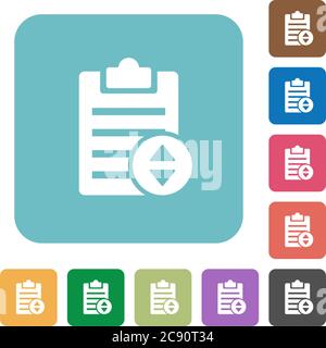 Adjust note priority flat icons on simple color square background. Stock Vector