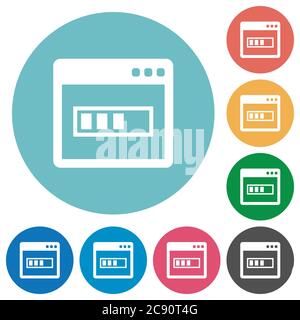 Application installing white flat icons on color rounded square backgrounds Stock Vector