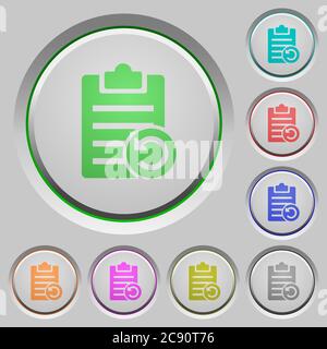 Undo note changes color icons on sunk push buttons Stock Vector