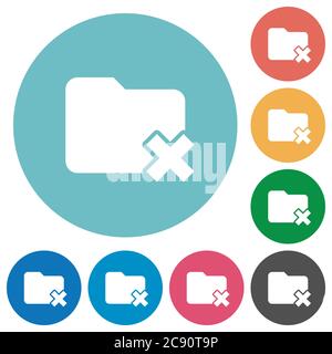 Folder cancel white flat icons on color rounded square backgrounds Stock Vector
