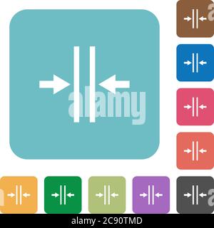 Adjust text column gutter flat icons on simple color square background. Stock Vector