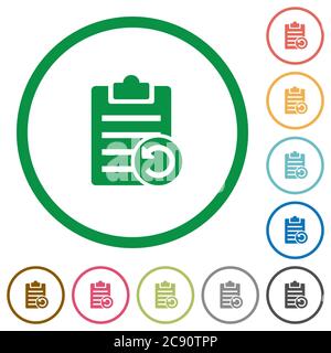 Undo note changes flat color icons in round outlines Stock Vector