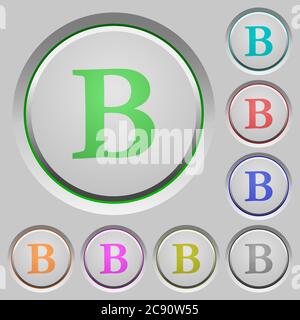 Bold font type color icons on sunk push buttons Stock Vector