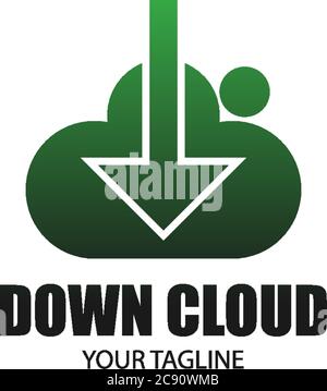 Down cloud icon logo design concept vector illustation Stock Vector